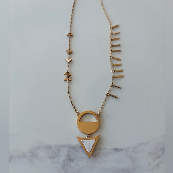 EUC Madewell Reversible Gold Necklace with White/Blue Triangle Pendant - Picture 4 of 11